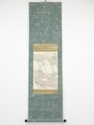 明治43年（1910年）　逸翁筆　雪景山水図　肉筆絹本掛軸（保護箱）